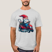 Gnome op rijdende grasmaaier met bloemenmand t-shirt (Voorkant)