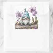 Gnome Orchidee Bloemen Vierkante Sticker (Tas)