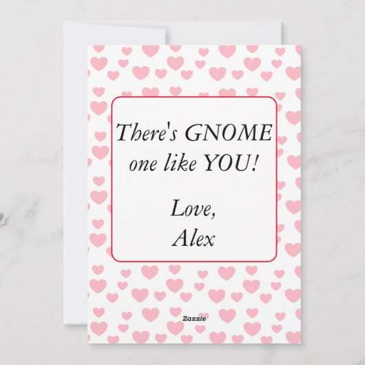 Gnome paar met gepersonaliseerde naam op de voorka feestdagenkaart (Achterkant)