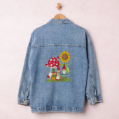 Gnome Paar Paddestoel Huis Zonnebloem Vrouwen Denim Jacket (Hangar)