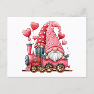 Gnome paar rode harten Valentijn trein Briefkaart