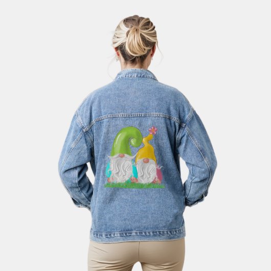 Gnome Paar Staand In Het Gras Vrouwen Denim Jacket (Model)