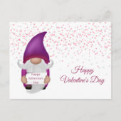 Gnome Paarse Heart Valentijn Feestdagenkaart (Voorkant)