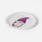 Gnome Paarse Heart Valentijn Papieren Bordje (Gekanteld)