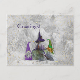 Gnome Paarse House Gold Confetti Briefkaart