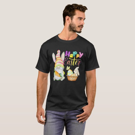 Gnome Paaseieren jagen Bunny Gnome Gnomies Happ T-shirt (Voorkant volledig)
