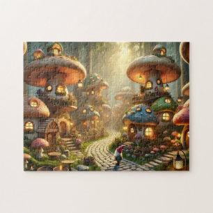 Gnome Paddenstoelendorp Whimsical Cottagecore Legpuzzel