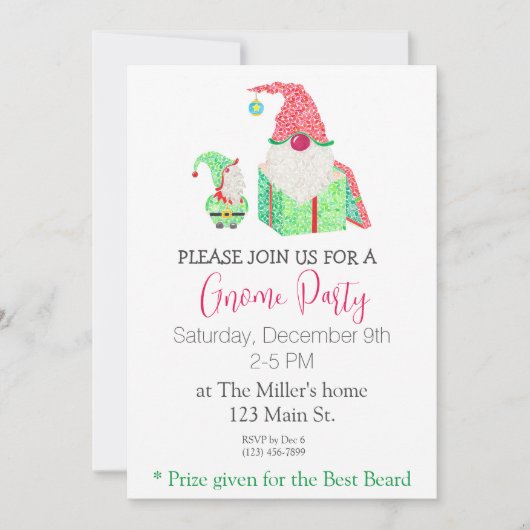 Gnome Party Vakantie uitnodiging (Voorkant)