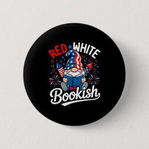 Gnome patriottisch boek grappig rood wit boekachti ronde button 5,7 cm