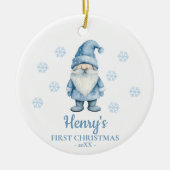 Gnome Personalized Baby's First Christmas Keramisch Ornament (Voorkant)