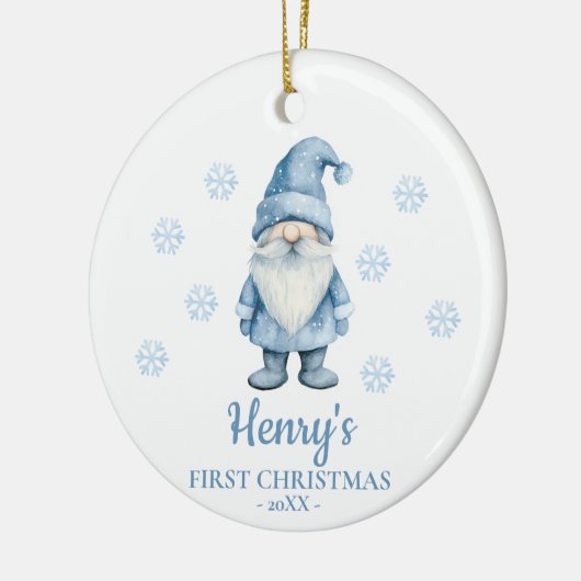 Gnome Personalized Baby's First Christmas Keramisch Ornament (Links)