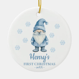 Gnome Persoonlijke Eerste Kerstmis van de Baby Keramisch Ornament