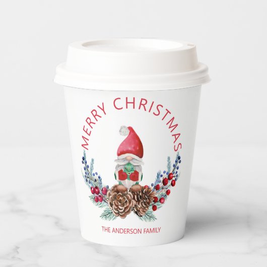 Gnome Pine Cones Papieren Bekers (Voorkant)