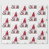 Gnome Pine Tree Branches Stars Merry Kerstmis Cadeaupapier (Vlak)