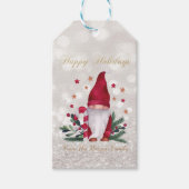 Gnome, Pine Tree Branches, Stars, Snoep Glitter Bo Cadeaulabel (Voorkant)