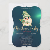 Gnome Pine Tree, Green Kerstbedrijf Party Kaart (Voorkant)