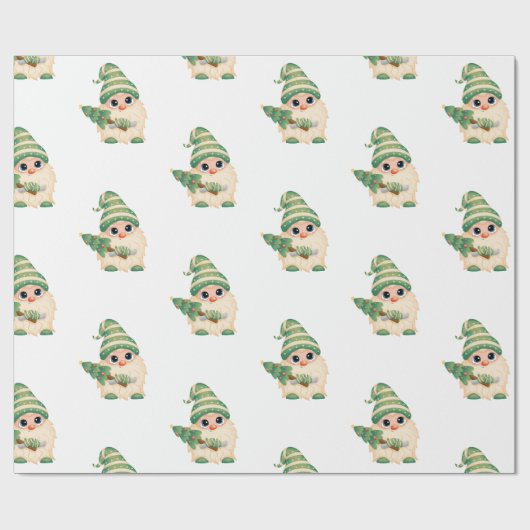 Gnome Pine Tree kerst Cadeaupapier (Vlak)