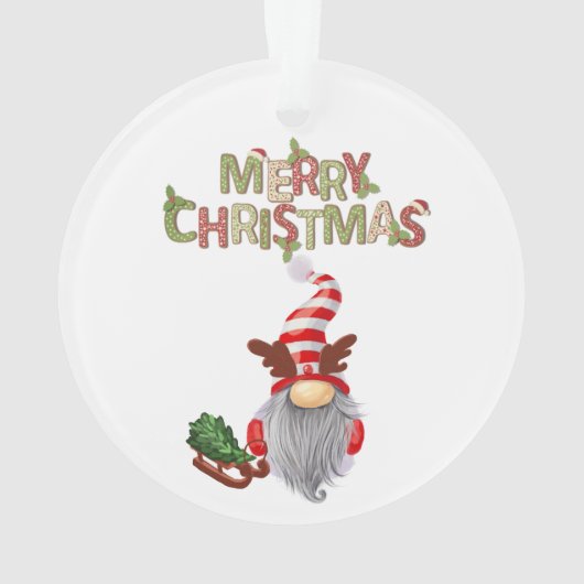 Gnome Pine Tree Sleigh Onze eerste kerst Ornament (achterkant)
