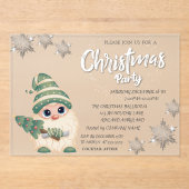 Gnome PineTree Bokeh Corporate Kerstparty Acryl Uitnodigingen (Voorkant)