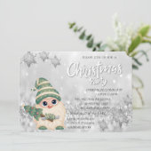 Gnome PineTree Bokeh Corporate Kerstparty Kaart (Staand voorkant)