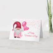 Gnome Pink Balloons Valentijn Feestdagen Kaart (Voorkant)