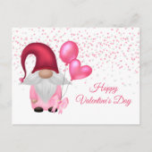Gnome Pink Balloons Valentijn Feestdagenkaart (Voorkant)