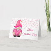 Gnome Pink Heart Valentijn Feestdagen Kaart (Voorkant)