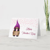 Gnome Pink Paarse Valentijn Feestdagen Kaart (Voorkant)