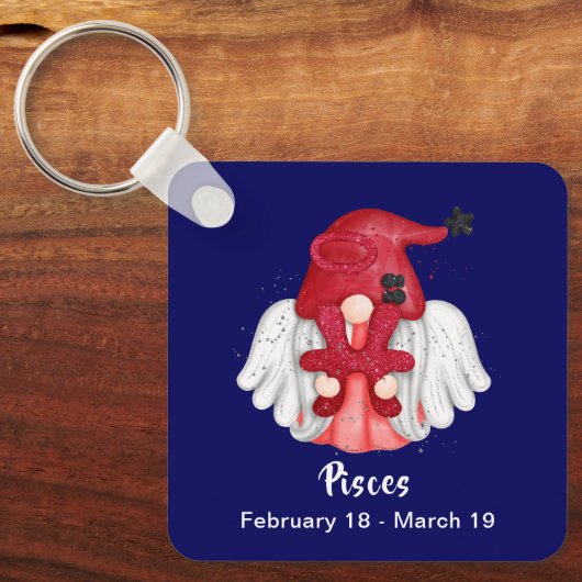 Gnome Pisces Astrologie Teken Engel Sleutelhanger (Voorkant)