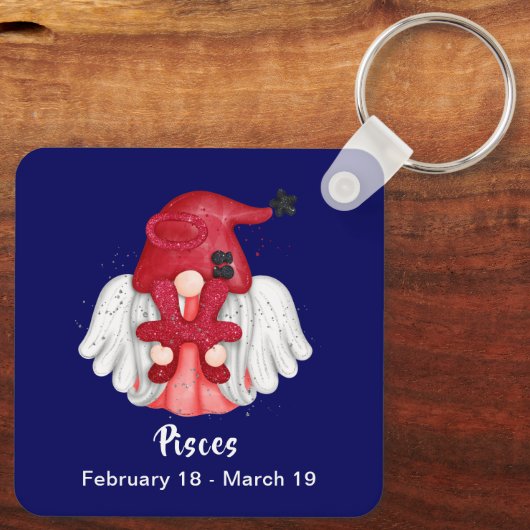Gnome Pisces Astrologie Teken Engel Sleutelhanger (Achterkant)