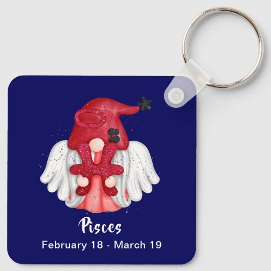 Gnome Pisces Astrologie Teken Engel Sleutelhanger (Achterkant)