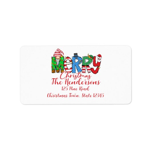 Gnome, prettige kerst, etiket (Voorkant)