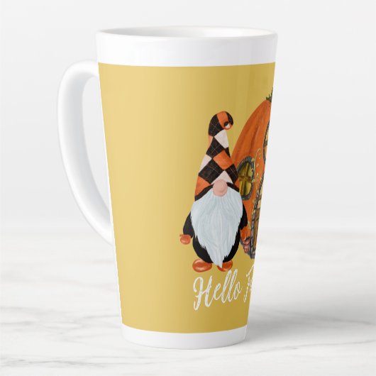 Gnome & Pumpkin House Herfst Scene Latte Mok (Linkerhoek)