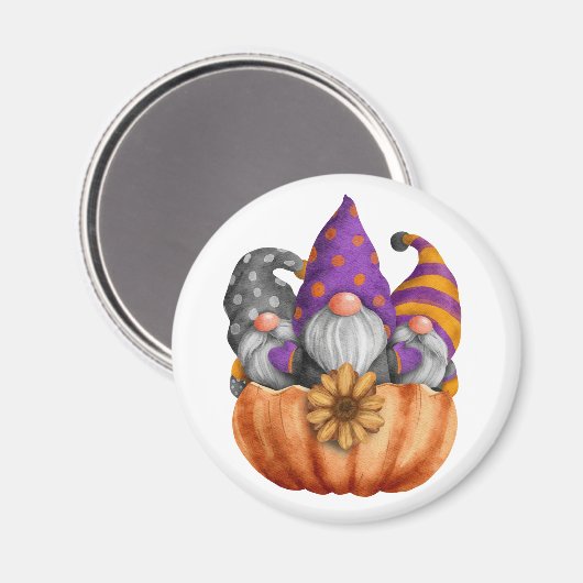 Gnome Pumpkin Trio Magnet (Voorkant / Achterkant)