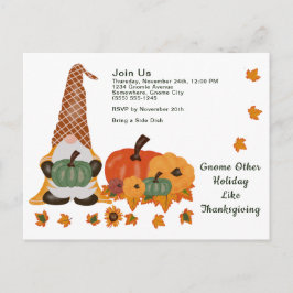Gnome Pumpkins laat Thanksgiving Dag Briefkaart