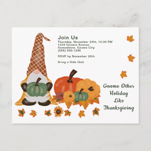 Gnome Pumpkins laat Thanksgiving Dag Briefkaart (Voorkant)