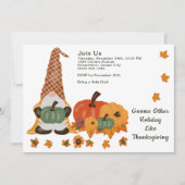 Gnome Pumpkins laat Thanksgiving Day Uitnodiging (Voorkant)
