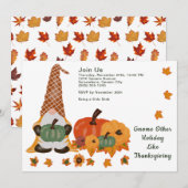 Gnome Pumpkins laat Thanksgiving Day Uitnodiging (Voorkant / Achterkant)