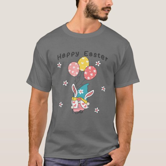 Gnome Rabbit Bunny met eitse paasdag T-shirt (Voorkant)