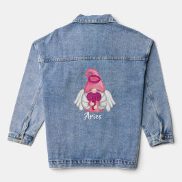 Gnome Ram Dierenriem Astrologie Teken Engel Vrouwe Denim Jacket