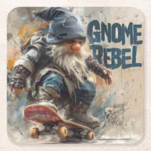 Gnome Rebel skateboard grafische kunst Kartonnen Onderzetters