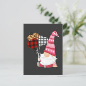 Gnome Red Black Leopard Balloon Valentijnsdag Briefkaart (Staand voorkant)