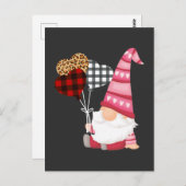 Gnome Red Black Leopard Balloon Valentijnsdag Briefkaart (Voorkant / Achterkant)