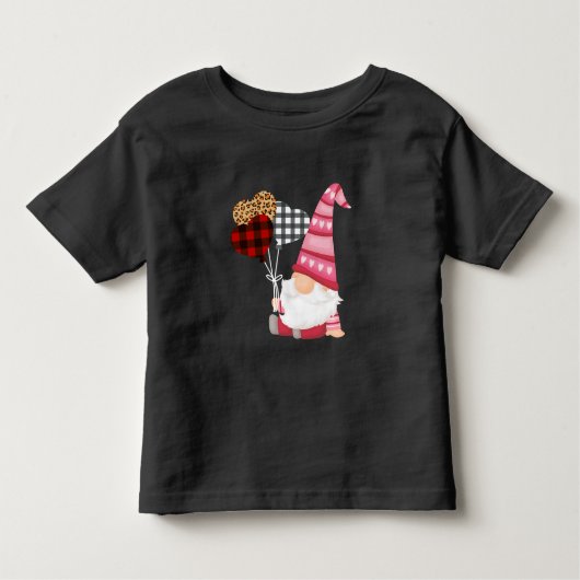 Gnome Red Black Leopard Balloon Valentijnsdag Kinder Shirts (Voorkant)