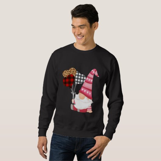 Gnome Red Black Leopard Balloon Valentijnsdag Trui (Voorkant volledig)