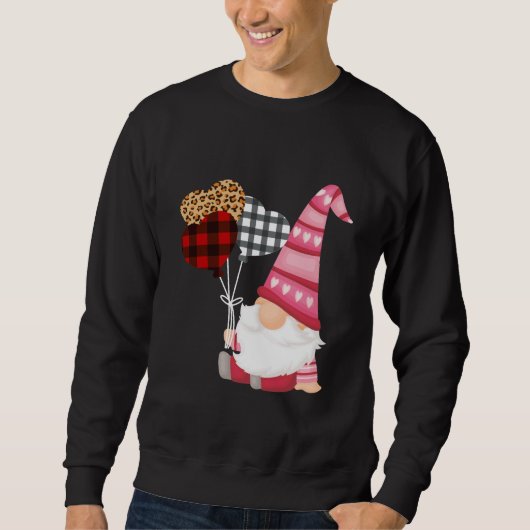 Gnome Red Black Leopard Balloon Valentijnsdag Trui (Voorkant)