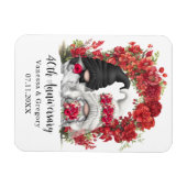 Gnome Red Floral Arch 40th Wedding Jubileum Magneet (Horizontaal)