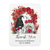 Gnome Red Flowers Wedding Thank You Magneet (Verticaal)