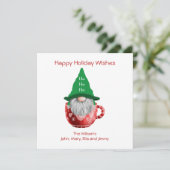 Gnome Red Green Holiday wenst persoonlijke Kaart (Staand voorkant)