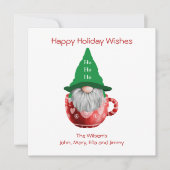 Gnome Red Green Holiday wenst persoonlijke Kaart (Voorkant)